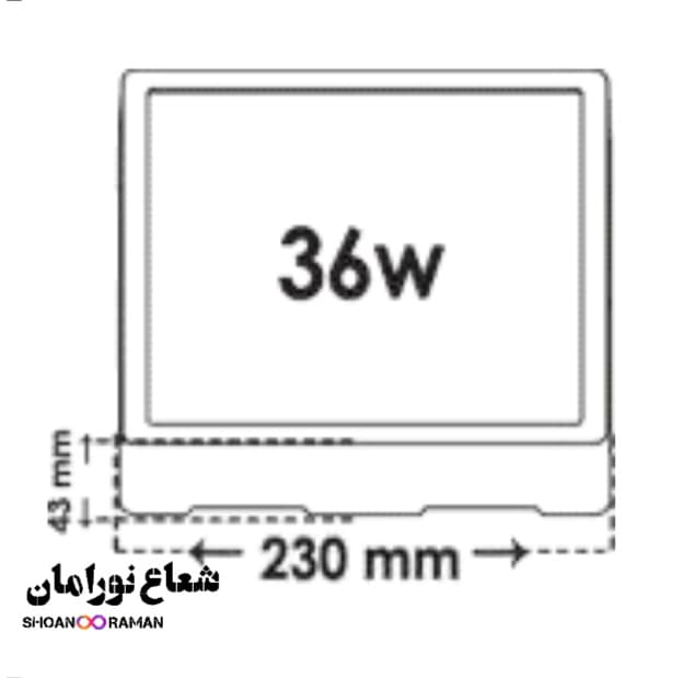 چراغ روکار آویسا 36 وات مربعی پارس شعاع توس — تصویر ۲