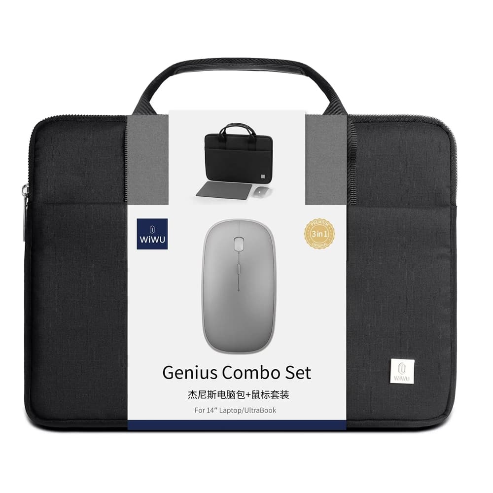 کيف لپ تاپ 15.6 اینچ به همراه ماوس و ماوس پد شیائومی مدل WIWU Genius Combo Set 15.6 Laptop Handbag And Mouse — تصویر ۲