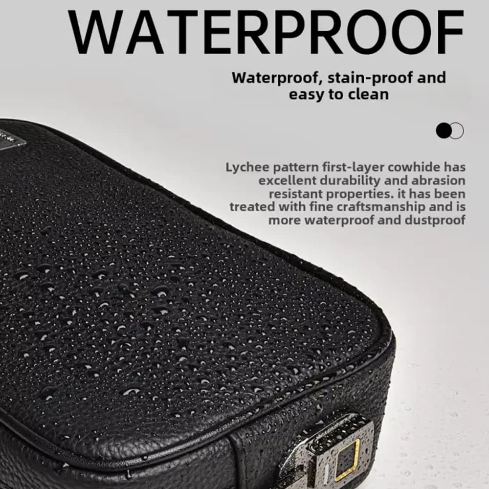کيف لوازم جانبی همراه با اثر انگشت هوشمند شیائومی مدل WIWU Master Genuine Leather Fingerprint Lock Pouch — تصویر ۴