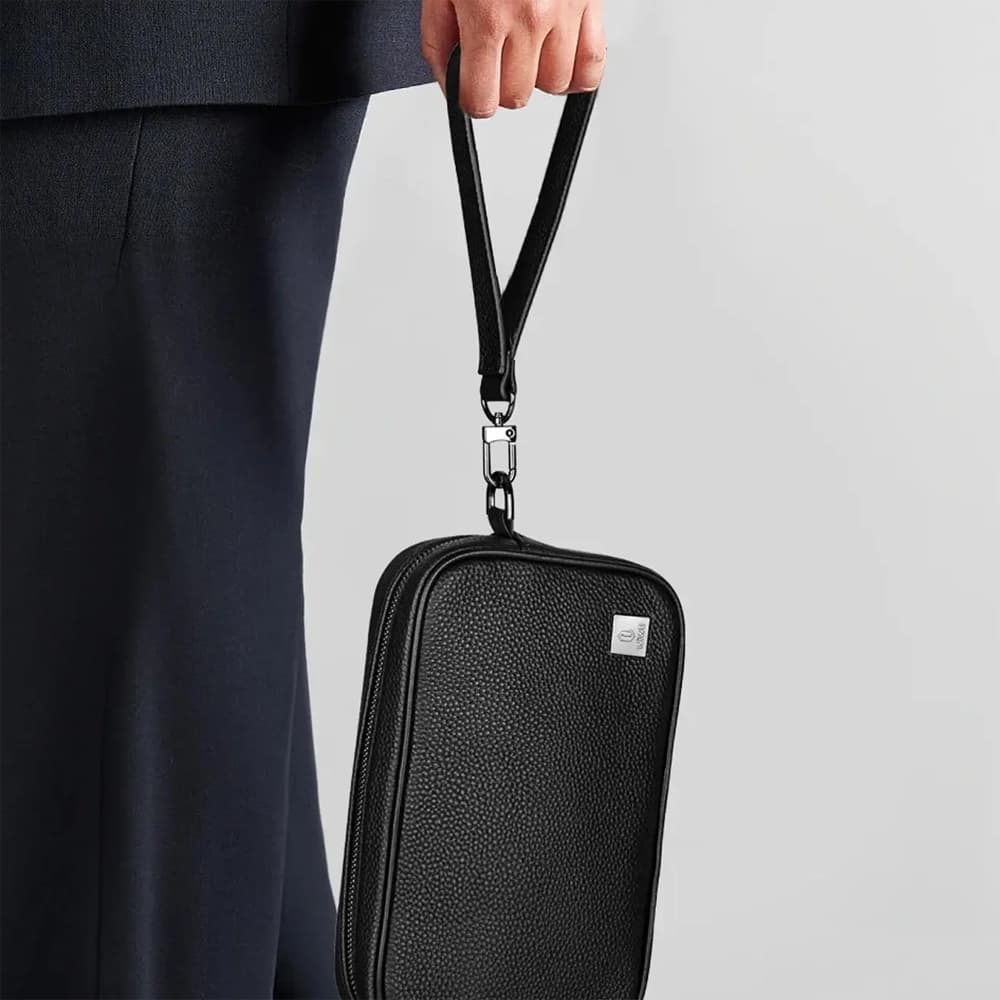 کيف لوازم جانبی همراه با اثر انگشت هوشمند شیائومی مدل WIWU Master Genuine Leather Fingerprint Lock Pouch — تصویر ۸