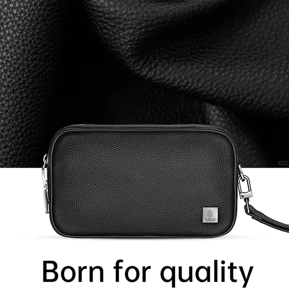 کيف لوازم جانبی همراه با اثر انگشت هوشمند شیائومی مدل WIWU Master Genuine Leather Fingerprint Lock Pouch — تصویر ۷