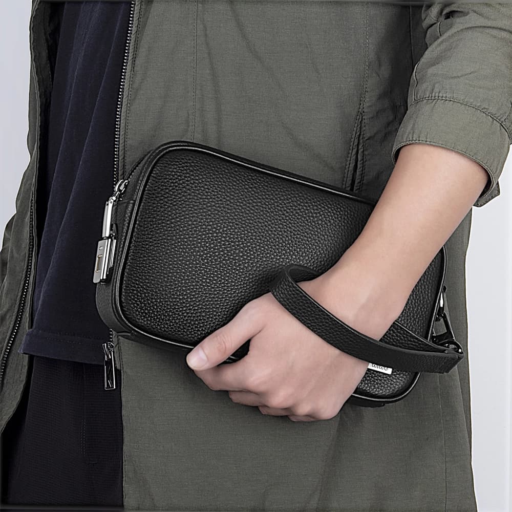 کيف لوازم جانبی همراه با اثر انگشت هوشمند شیائومی مدل WIWU Master Genuine Leather Fingerprint Lock Pouch — تصویر ۵