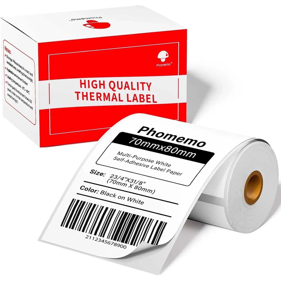 رول کاغذ پرینتر لیبل زن حرارتی Phomemo 70*80mm اصلی — تصویر ۲