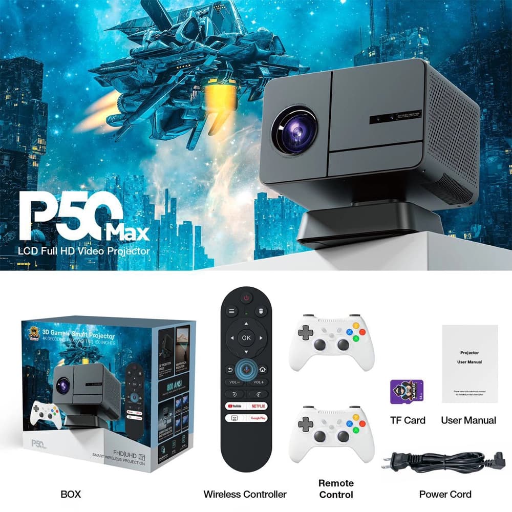 پروژکتور هوشمند جنریک مدل Game Projector P50 Max — تصویر ۴