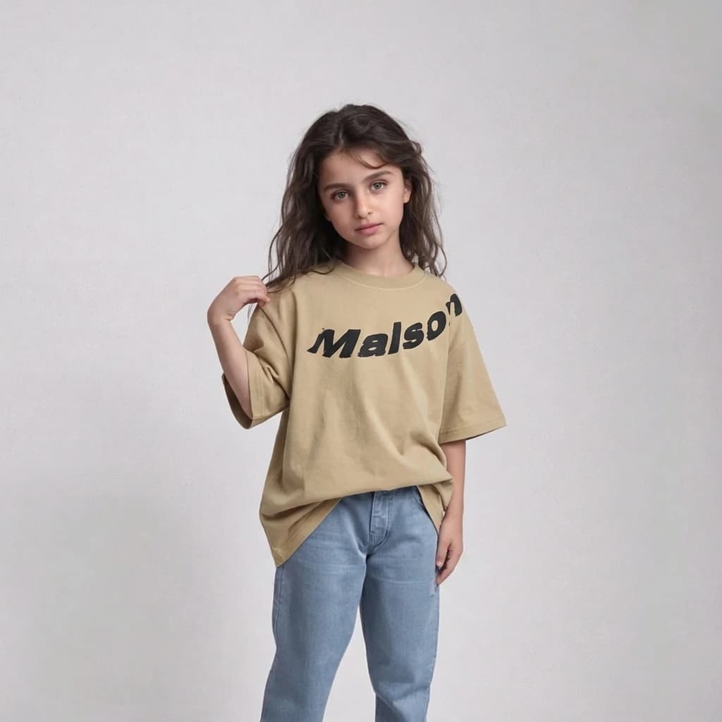 تیشرت بچگانه طرح MAISON کرم سایز 40,45,50,55,65