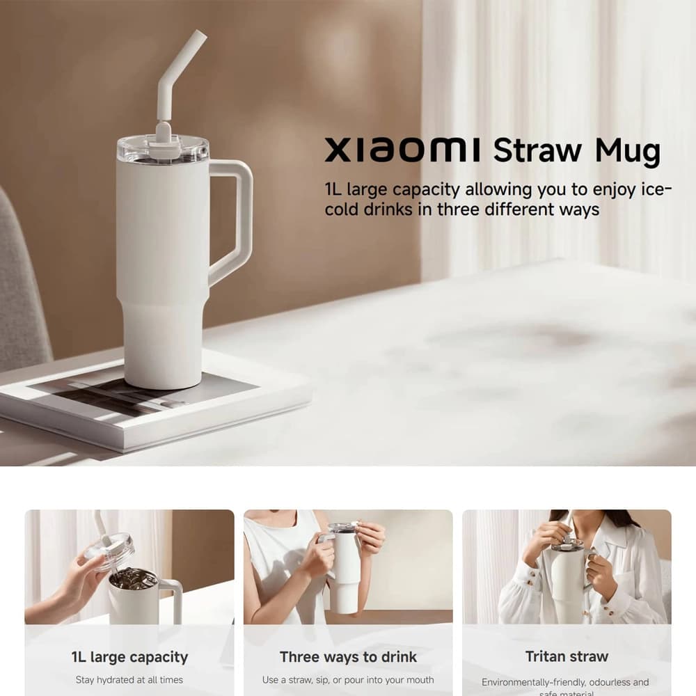 ماگ مسافرتی شیائومی مدل Mijia Straw Mug MJXGB01RM — تصویر ۳