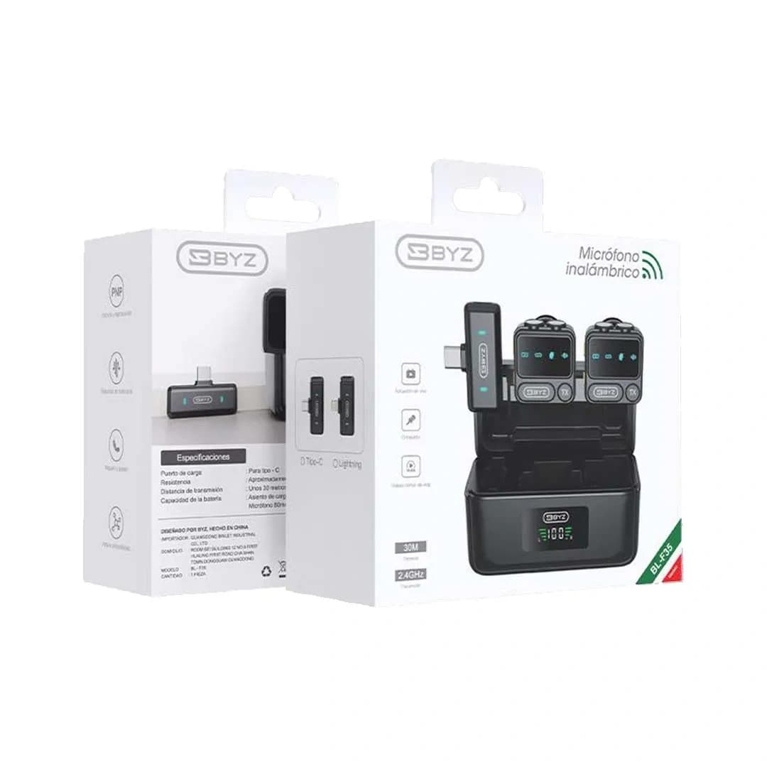میکروفون یقه‌ای بی‌سیم BYZ BL-F35 Dual Wireless Lavalier Type-C — تصویر ۲