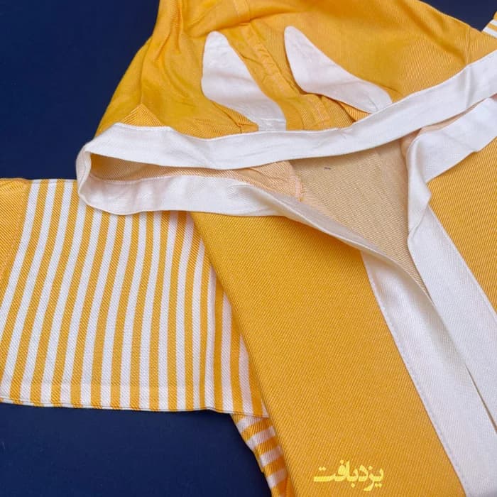 حوله تن پوش کودک نخی یزدی رنگ زرد — تصویر ۳