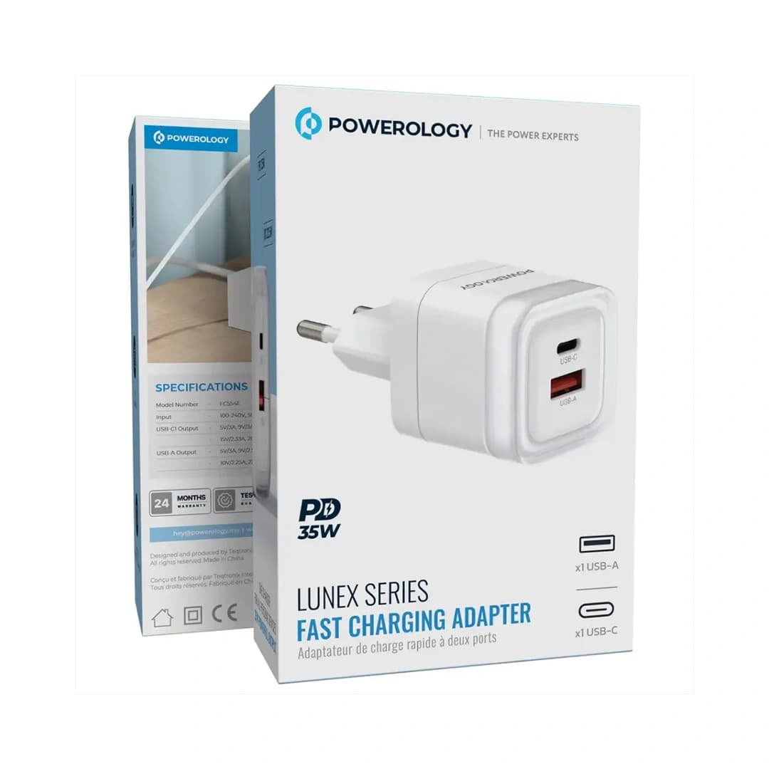 شارژر دیواری پاورولوژی مدل Powerology Lunex Fast Charger 35W — تصویر ۲