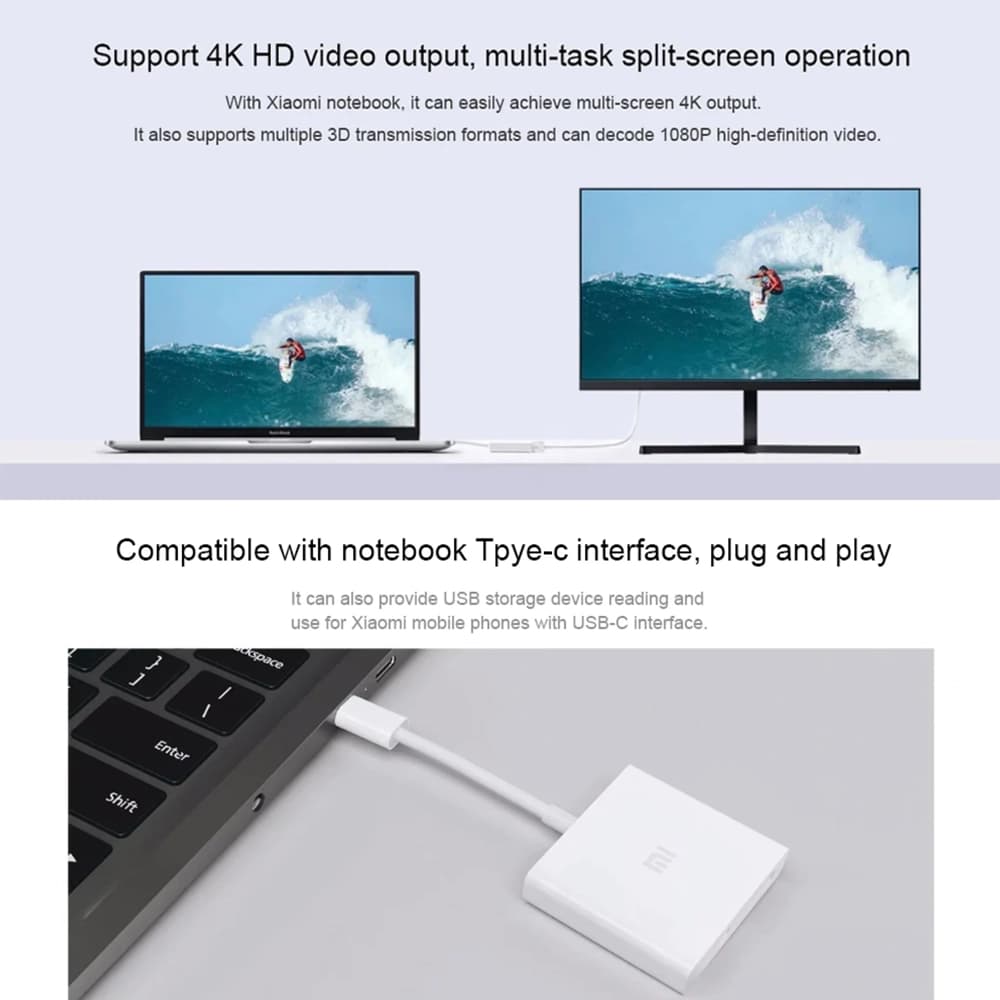 کابل تبدیل شیائومی مدل MI USB Type-c To HDMI Multifunction Adapter XMZJQCH2TM — تصویر ۵