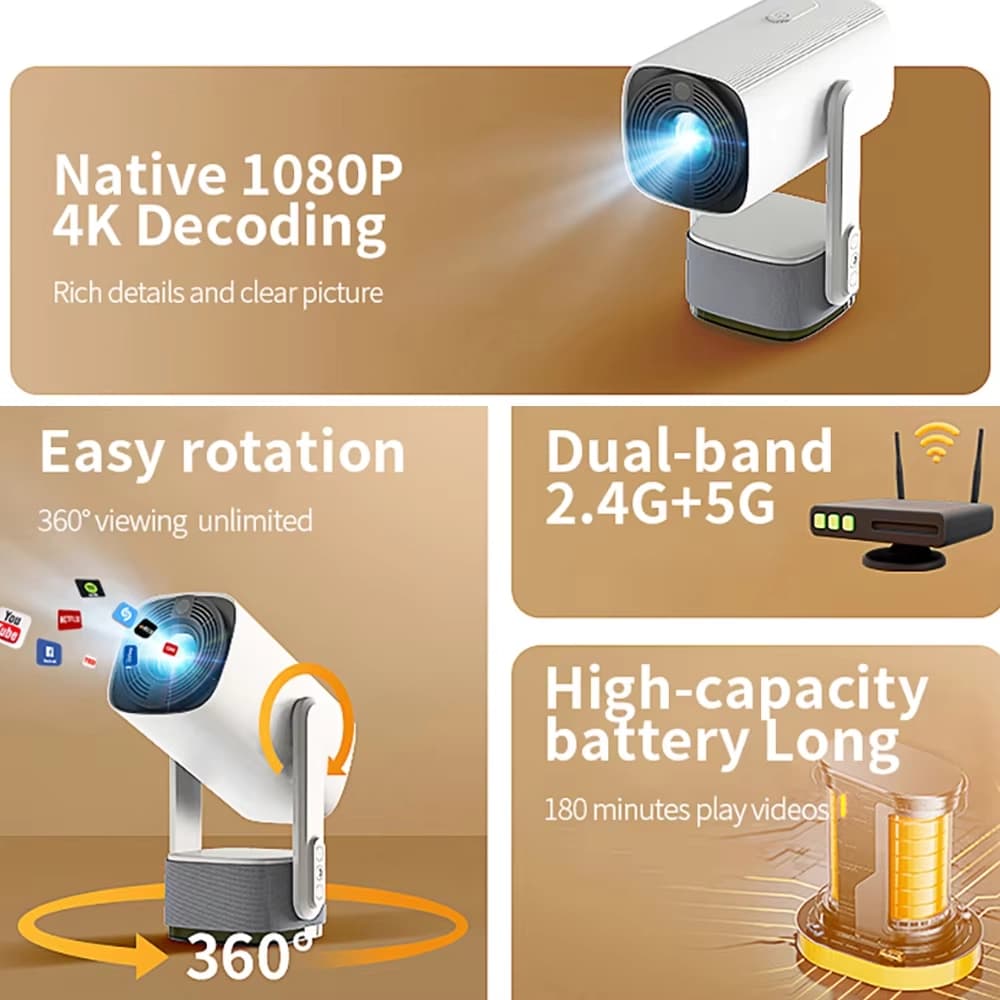 پروژکتور شارژی قابل حمل جنریک مدل Portable Projector K2 — تصویر ۲