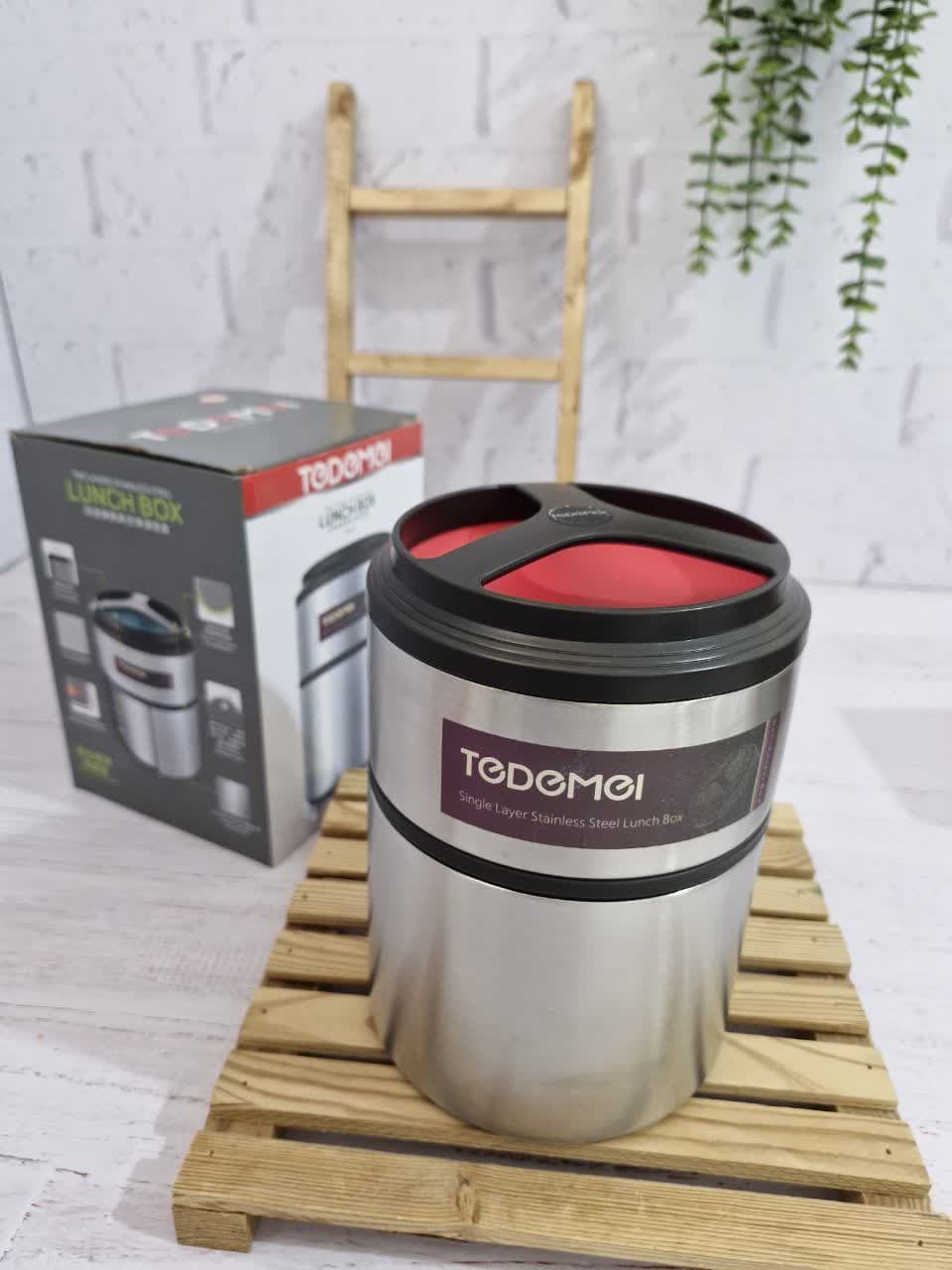 لانچ باکس استیل گرد 2طبقه 1.5لیتری TEDEMEI