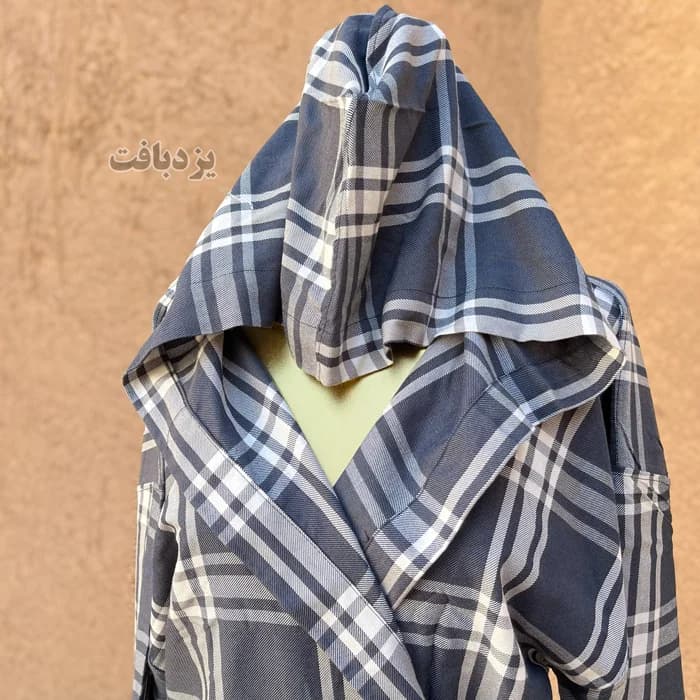 حوله تن پوش نخی یزدی رنگ طوسی مدل چهارخانه — تصویر ۶