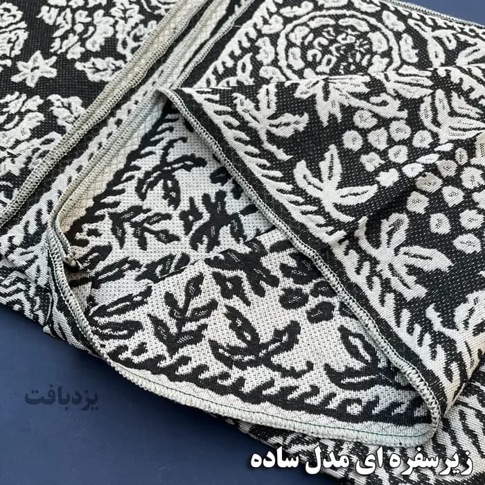 زیر سفره ای یزدی سه متری طرح مروارید رنگ سورمه ای طوسی — تصویر ۴