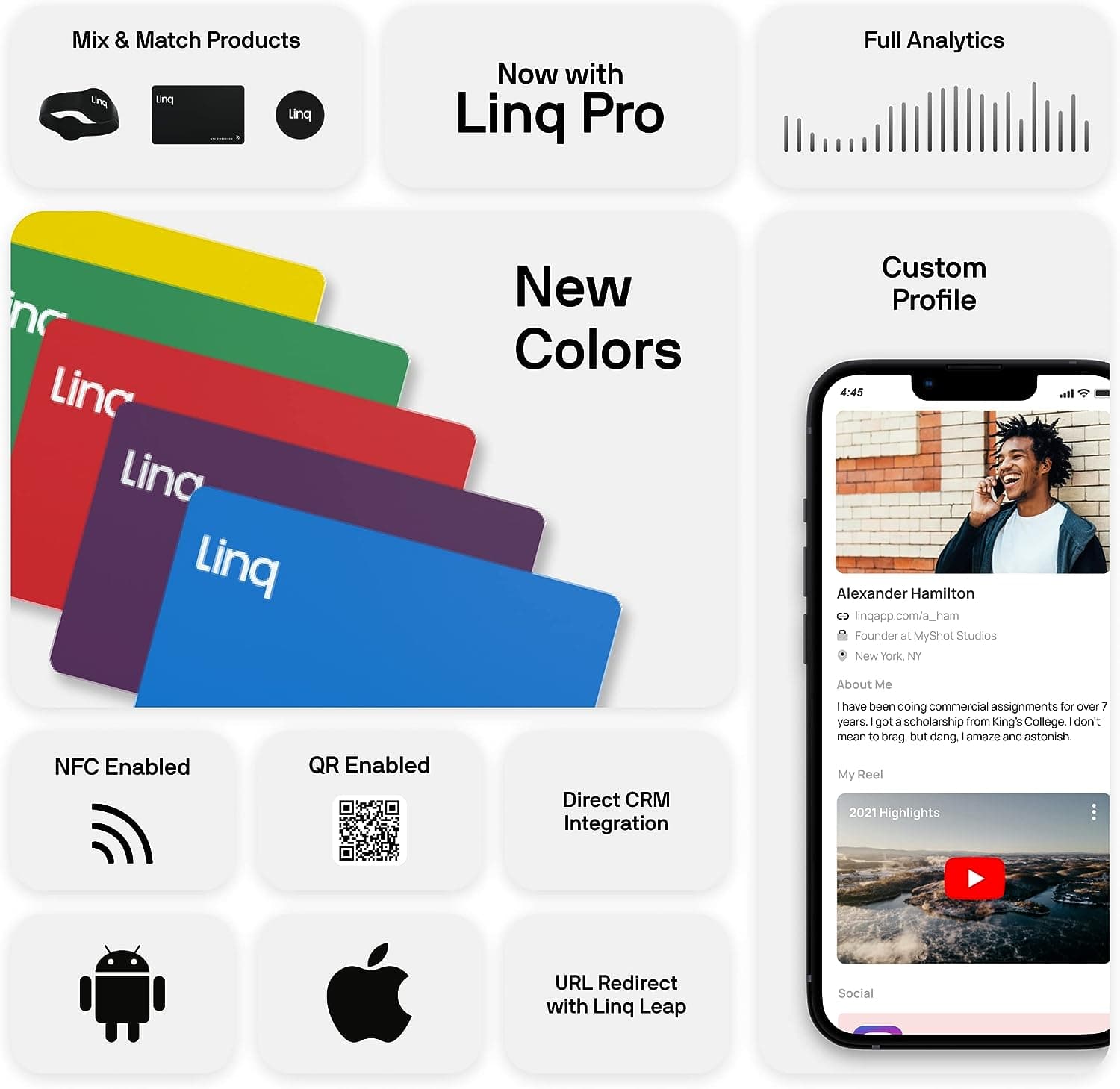 تگ کارتی Linq Digital Business Smart NFC Contact and Networking Card RFID — تصویر ۶