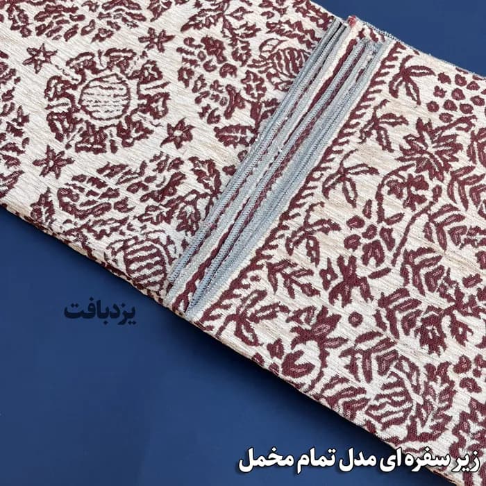 زیر سفره ای یزدی سه متری طرح مروارید رنگ قرمز — تصویر ۴