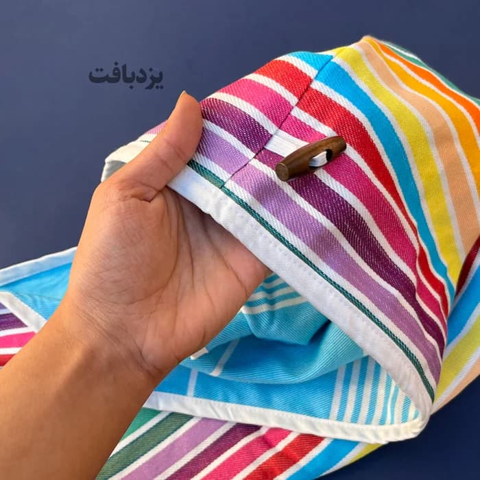 کلاه حمام هندی نخی ممتاز رنگین کمانی — تصویر ۴