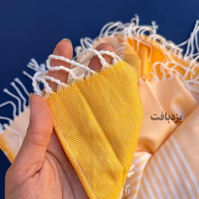 حوله استخری و مسافرتی نخی یزدی رنگ زرد — تصویر ۳