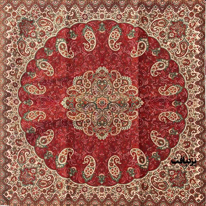رومیزی ترمه زرشکی مدل شاه پسند ابعاد 1 در 1
