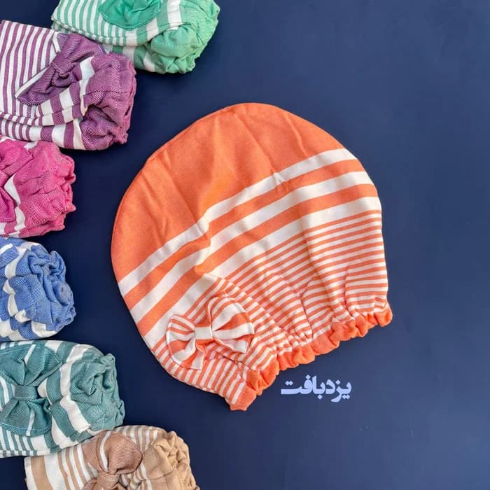 کلاه حمام نخی یزدی دو لایه کشی رنگ نارنجی