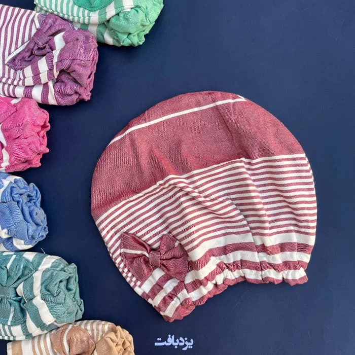 کلاه حمام نخی یزدی دو لایه کشی رنگ زرشکی