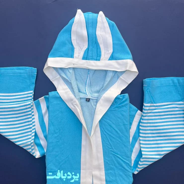 حوله تن پوش کودک نخی یزدی رنگ آبی روشن — تصویر ۳