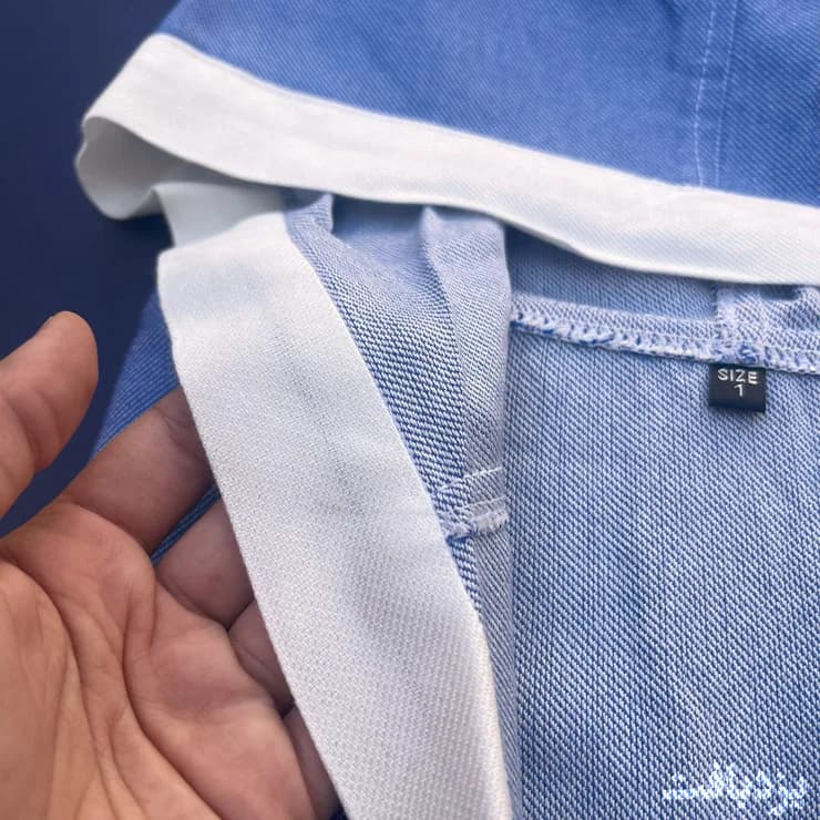 حوله تن پوش کودک نخی یزدی رنگ آبی تیره — تصویر ۴