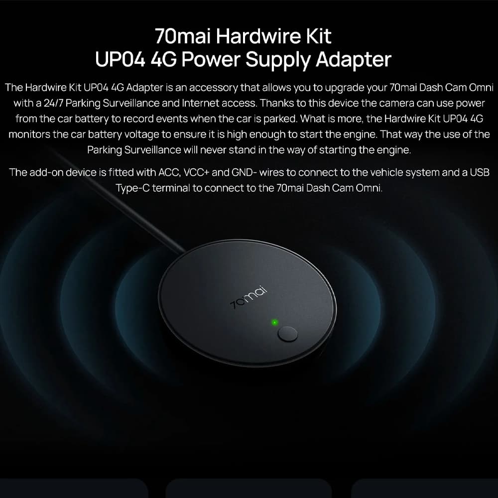کیت سخت افزاری دوربین خودرو در پارک شیائومی مدل 70Mai Hardwire Kit For Dash Cam Omni UP04 — تصویر ۵