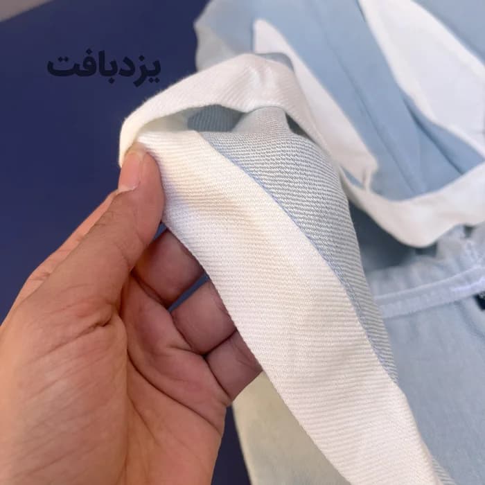 حوله تن پوش کودک نخی یزدی رنگ آبی الماسی — تصویر ۴