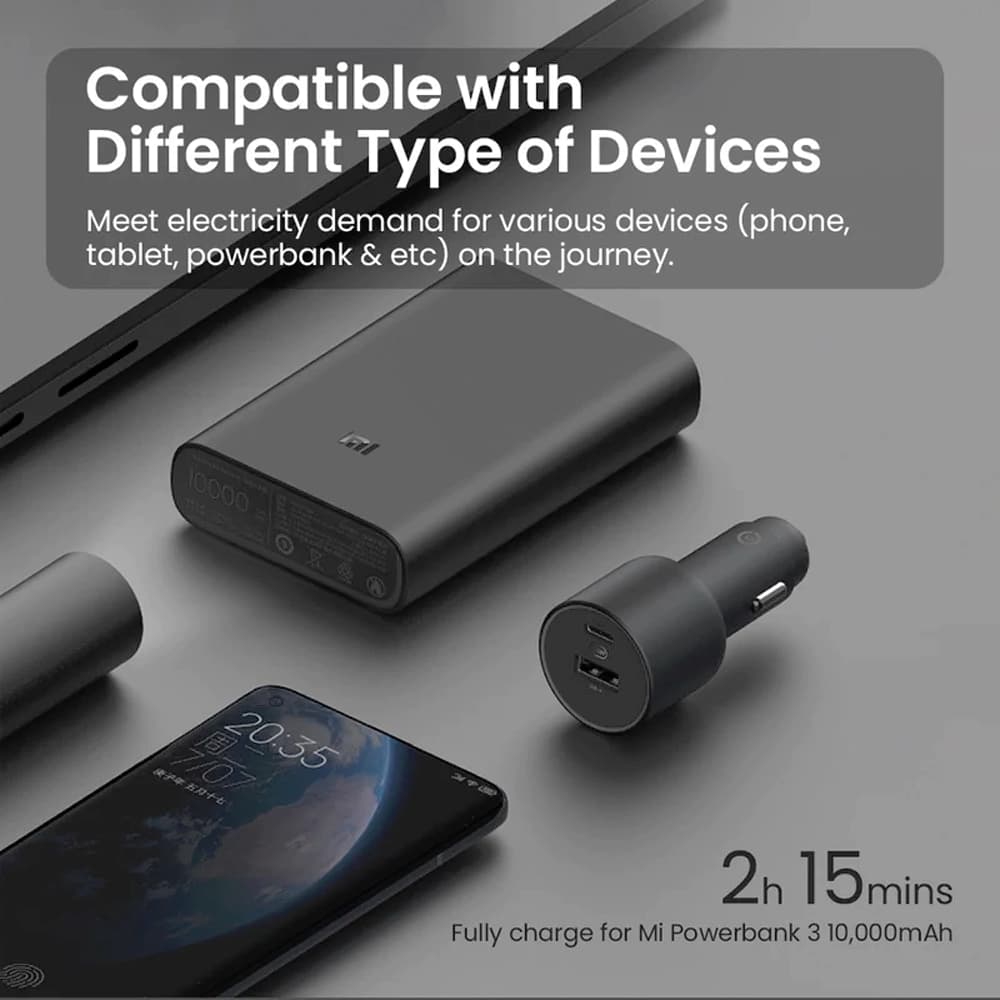 شارژر فندکی شیائومی مدل Mi Car Charger 100W 1A1C CC07ZM — تصویر ۳