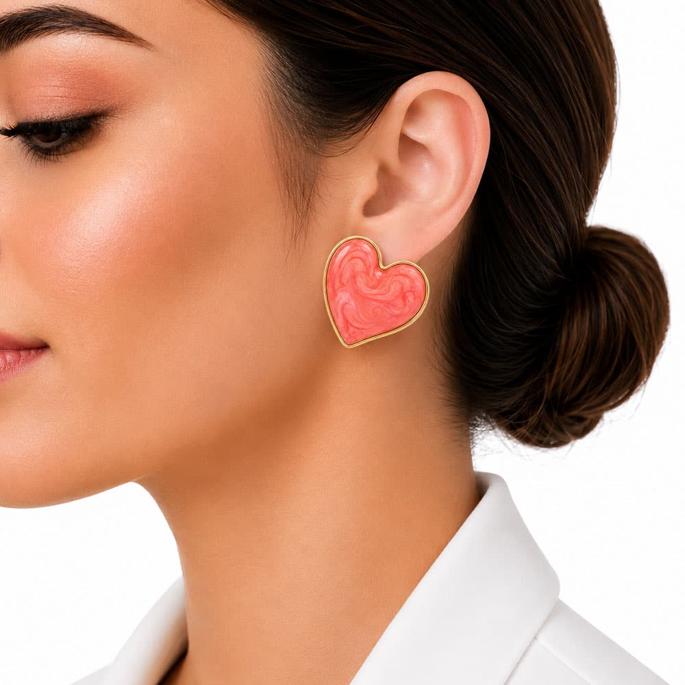 گوشواره آبرنگی قلب استیل کد GAB-002