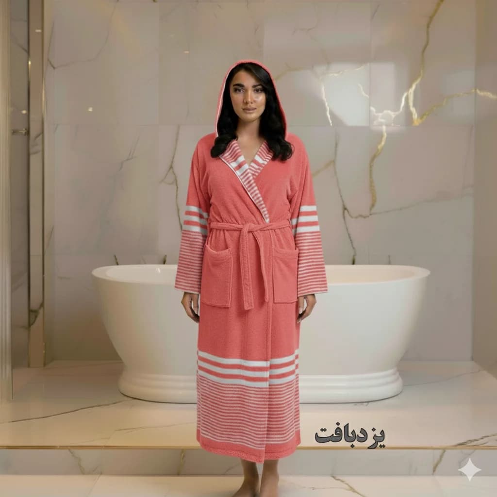 حوله تن پوش نخی یزدی رنگ گلبهی