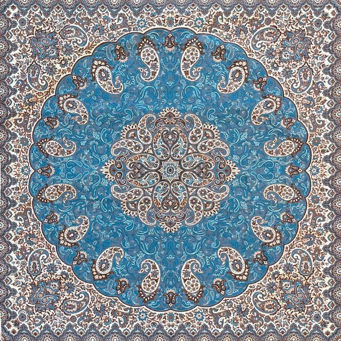 رومیزی ترمه آبی مدل شاه پسند ابعاد 1 در 1