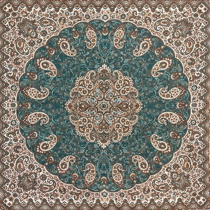 رومیزی ترمه سبز مدل شاه پسند ابعاد 1 در 1