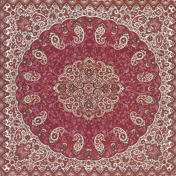 رومیزی ترمه قرمز مدل شاه پسند ابعاد 1 در 1