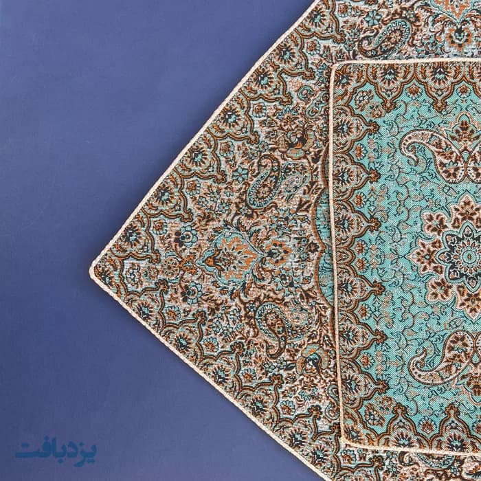 جانماز ترمه فیروزه ای مدل شاه پسند — تصویر ۴