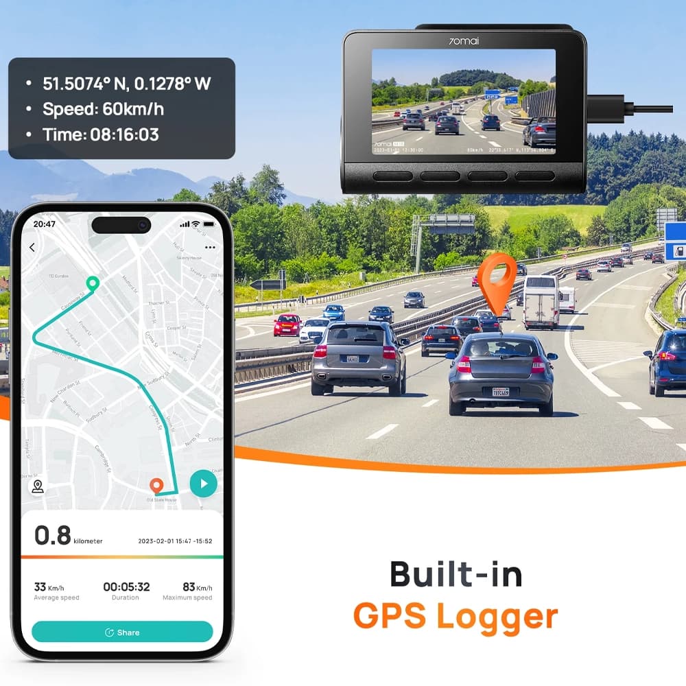 دوربين ماشين شیائومی مدل 70Mai Dash Cam 4K A810 — تصویر ۵