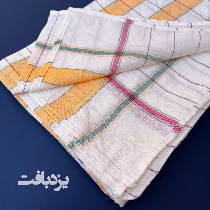 شمد نخی یزدی چهارخانه نارنجی پر رنگ — تصویر ۳