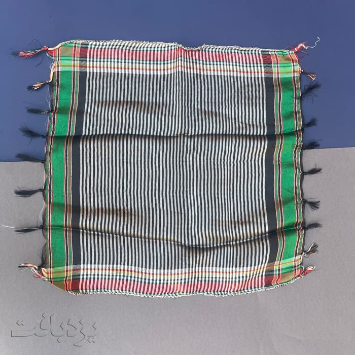دستمال یزدی ابریشمی راه راه نقره ای سایز بزرگ — تصویر ۳