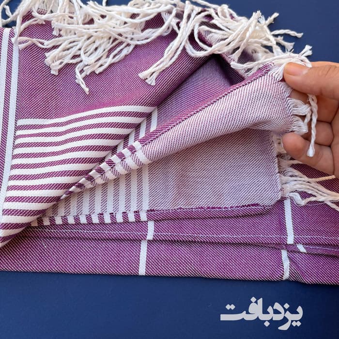 حوله باشگاهی نخی یزدی رنگ بنفش — تصویر ۳