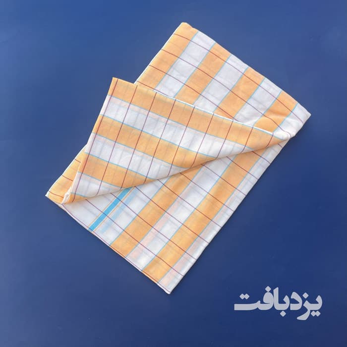 شمد نخی یزدی چهارخانه نارنجی کم رنگ