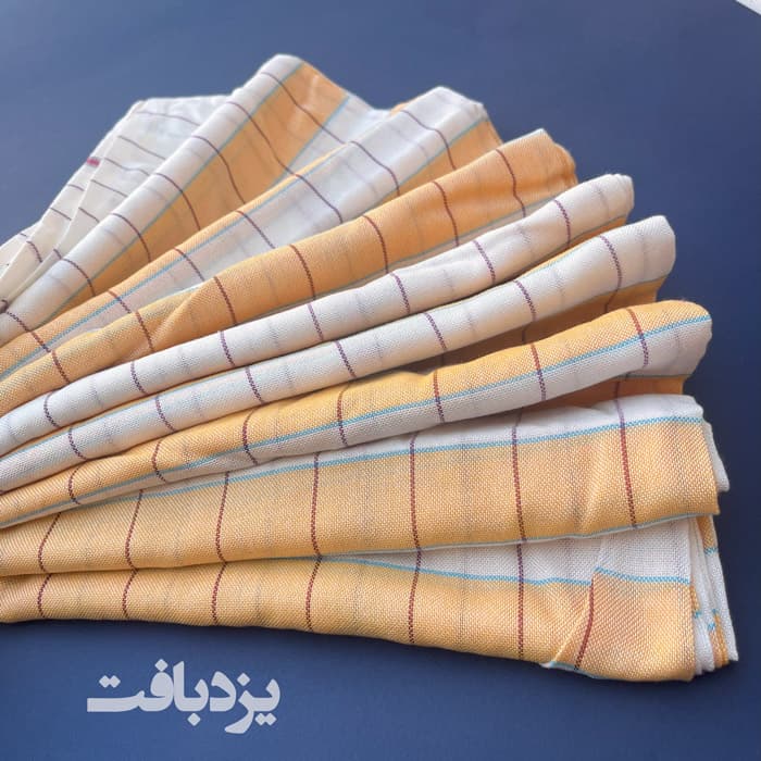 شمد نخی یزدی چهارخانه نارنجی کم رنگ — تصویر ۲