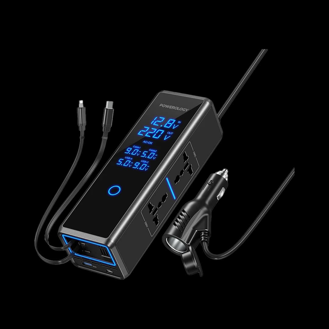 اینورتر فندکی 300 وات پاورولوژی مدل Powerology PWCPI300WBK