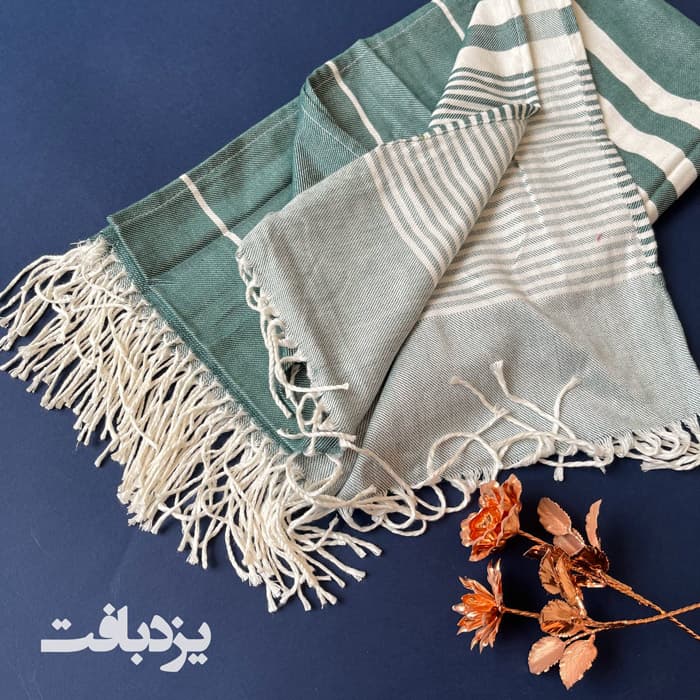 حوله استخری و مسافرتی نخی یزدی رنگ سبز کله غازی — تصویر ۳