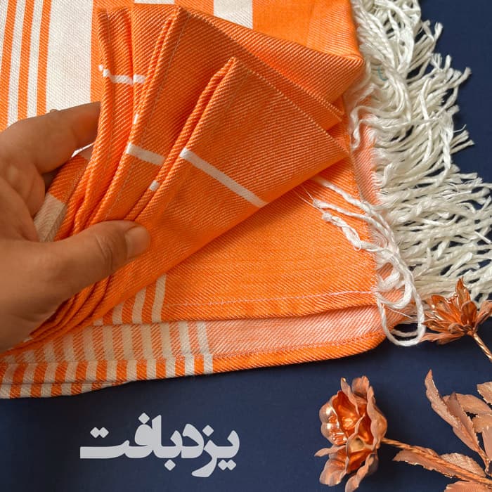 حوله استخری و مسافرتی نخی یزدی رنگ نارنجی — تصویر ۲