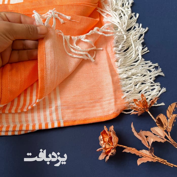 حوله استخری و مسافرتی نخی یزدی رنگ نارنجی — تصویر ۳