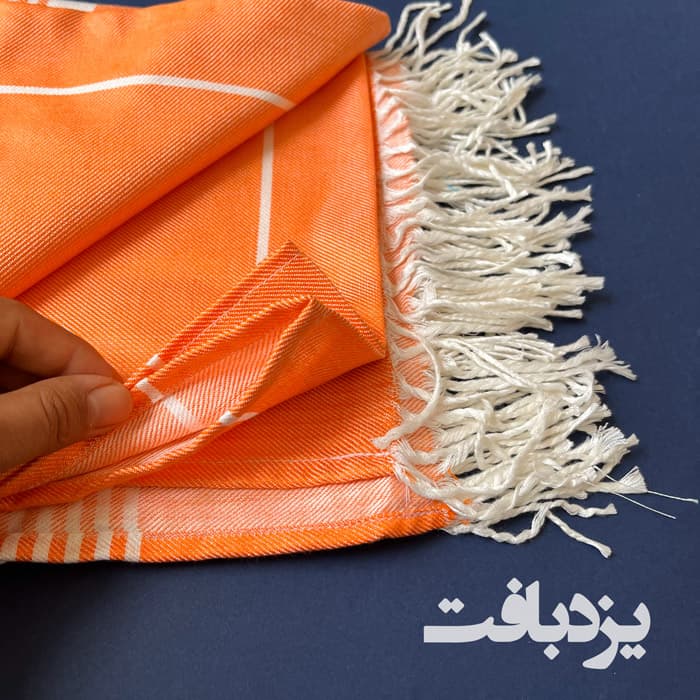 حوله استخری و مسافرتی نخی یزدی رنگ نارنجی — تصویر ۴