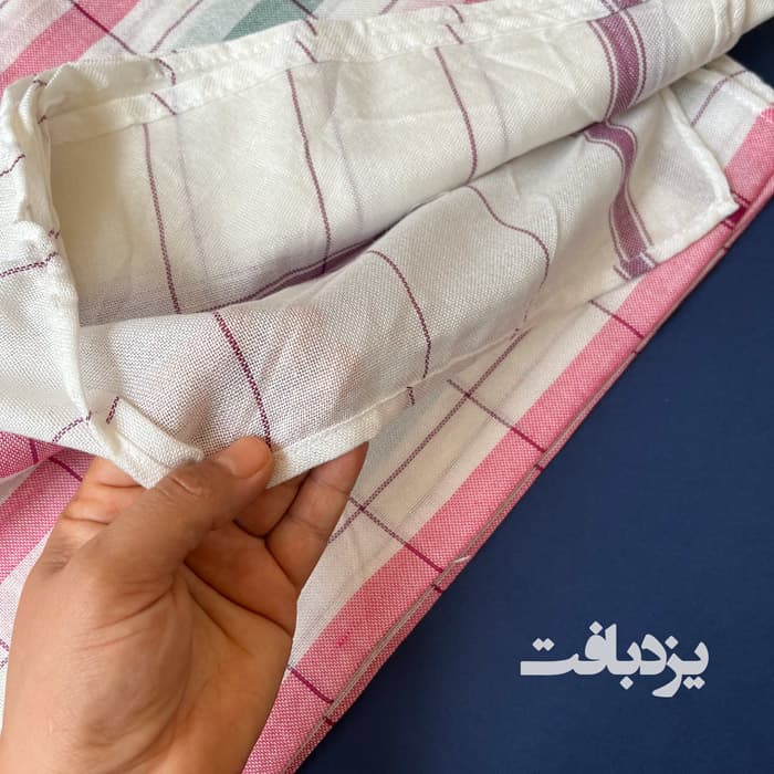 شمد نخی یزدی راه راه سبز و صورتی — تصویر ۲