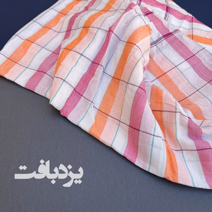 شمد نخی یزدی راه راه قرمز و نارنجی — تصویر ۸