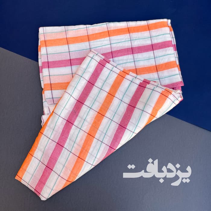 شمد نخی یزدی راه راه قرمز و نارنجی